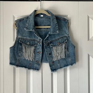 Denim Fringe Vest